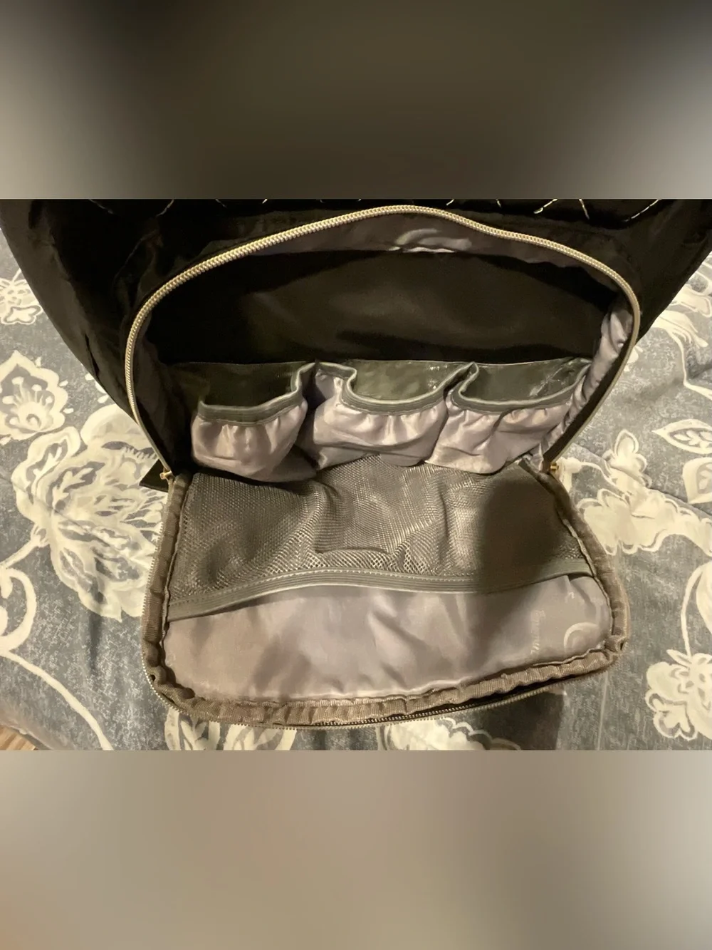 Bamomby Diaper Backpack, Black with Gold Accents